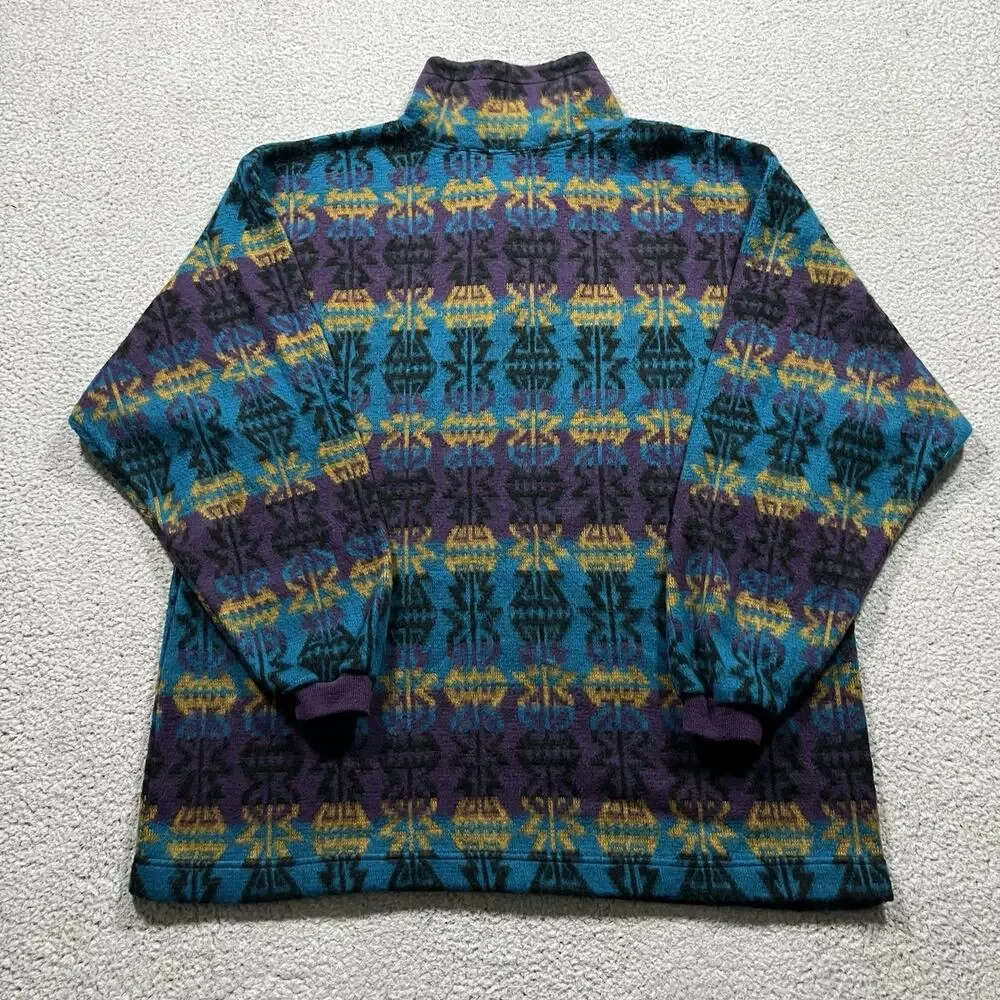 Vintage Sweater Mens L Geometric Colorful Aztec Santana Pullover 90s Grandpa